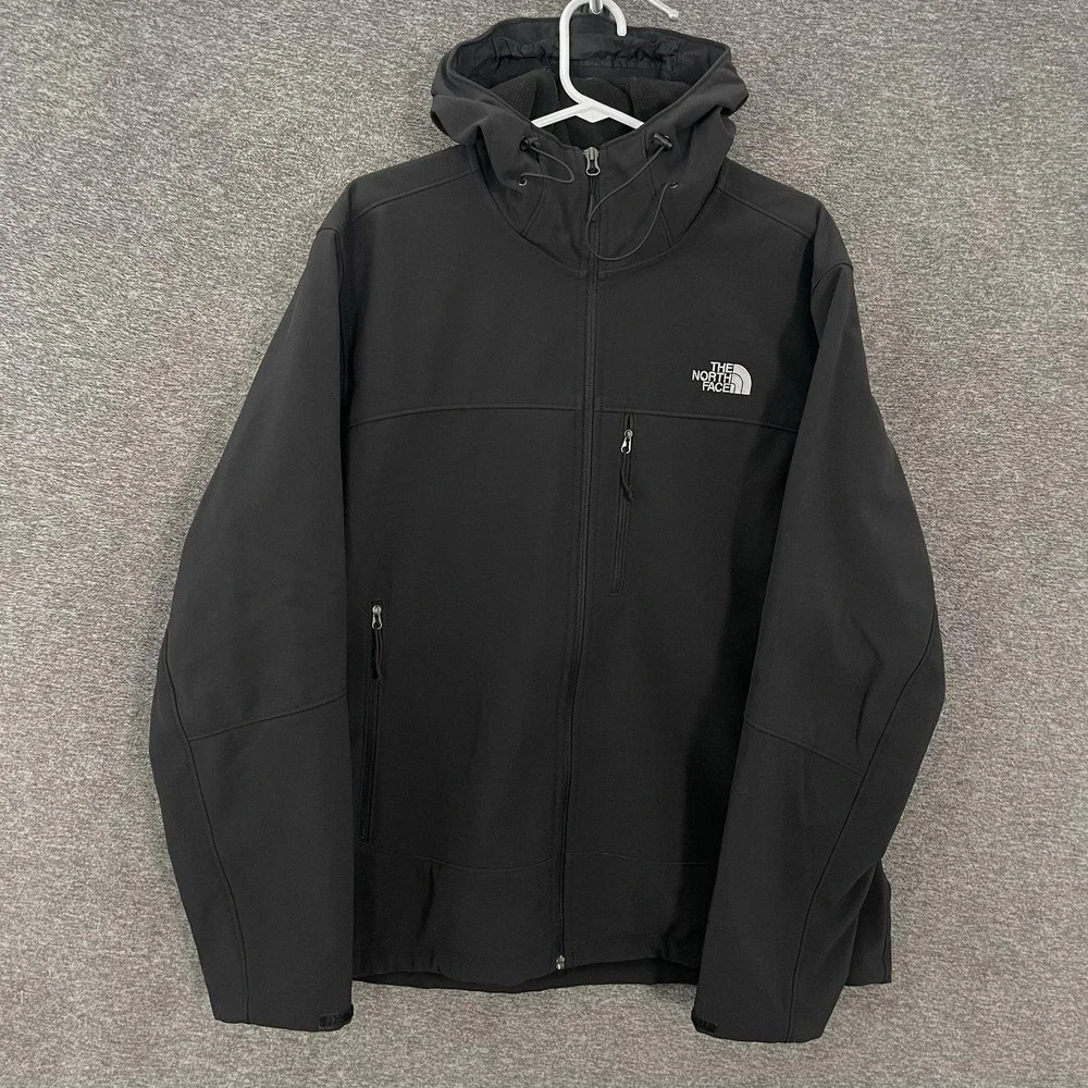 The North Face Windwall Jacket Mens XL Black Hooded Softshell Zip Pockets